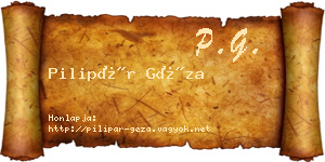 Pilipár Géza névjegykártya